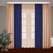 Классические шторы Bryson цвет: синий, персик (145х270 см - 2 шт)