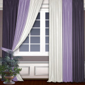 Классические шторы Martina цвет: сливочный, сиреневый, серо-фиолетовый (180х240 см - 2 шт)