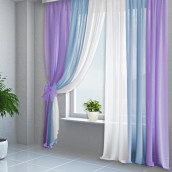 Классические шторы Vivien цвет: белый, голубой, сиреневый (200х250 см - 2 шт)