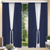 Классические шторы Kristen цвет: синий, белый (210х250 см - 2 шт)