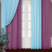 Классические шторы Trisha цвет: малиновый, голубой (145х270 см - 4 шт)
