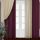 Классические шторы Erline цвет: бордовый, бежевый (145х270 см - 4 шт)
