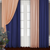 Классические шторы Ingrid цвет: синий, персиковый (145х270 см - 4 шт)
