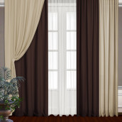 Классические шторы Далия цвет: коричневый, бежевый (145х270 см - 4 шт)
