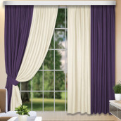 Классические шторы Madlen цвет: фиолетовый, молочный (160х260 см - 2 шт)