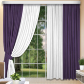 Классические шторы Lessi цвет: фиолетовый, белый (160х260 см - 2 шт)