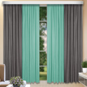 Классические шторы Mersia цвет: серый, бирюзовый (160х260 см - 2 шт)