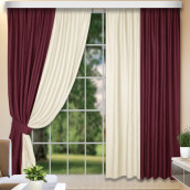 Классические шторы Bernadin цвет: бордовый, молочный (160х260 см - 2 шт)