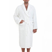 Банный халат Basic цвет: белый, серо-бежевый (XL)