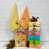 Кухонное полотенце Новый год цвет: оранжевый, желтый (30х50 см - 2 шт)
