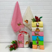 Кухонное полотенце Новый год цвет: розовый, кремовый (30х50 см - 2 шт)