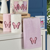 Кухонное полотенце Venus kelebek цвет: белый, розовый, сиреневый (30х50 см - 3 шт)