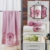 Набор из 3 полотенец Hilda цвет: светло-розовый (50х90 см - 2 шт, 70х140 см)
