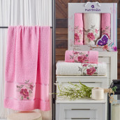 Набор из 3 полотенец Jodie цвет: розовый (50х90 см - 2 шт, 70х140 см)