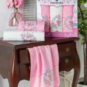 Набор из 3 полотенец Didi цвет: розовый, белый (50х90 см - 2 шт, 70х140 см)