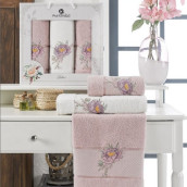 Набор из 3 полотенец Lotus цвет: светло-розовый (50х90 см - 2 шт, 70х140 см)