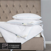 Набор 1 одеяло + 2 подушки Linen, льняное волокно в хлопковом тике, всесезонный