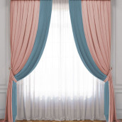 Классические шторы Латур цвет: светло-розовый, голубой (170х270 см - 2 шт)
