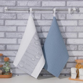 Кухонное полотенце Приборы цвет: серый, белый, синий (40х60 см - 2 шт)