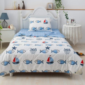 Детское постельное белье с одеялом Морские рыбки (1.5 сп)