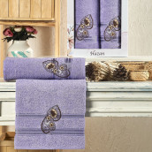 Набор из 2 полотенец Hazan цвет: фиолетовый (50х90 см, 70х140 см)