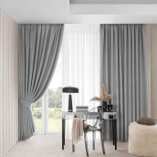 Классические шторы Телье цвет: серый (260х300 см - 2 шт)