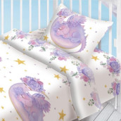 Детское постельное белье Мечта динозаврика цвет: сиреневый, белый (для новорожденных)