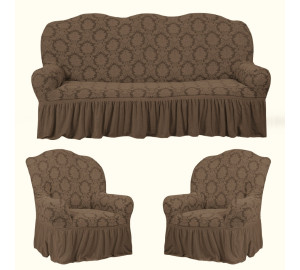 Комплект чехлов на диван и два кресла Justy цвет: светло-коричневый (185 см, 50 см - 2 шт)