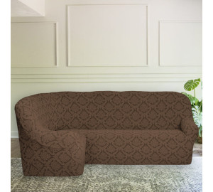 Чехол на угловой диван (левый угол) Zala цвет: светло-коричневый (300 см)