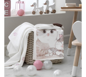 Детское полотенце Китти цвет: белый, серый (50х75 см,70х130 см)