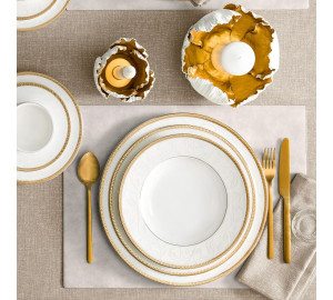 Тарелка обеденная Баглиони цвет: белый, золотой (27 см)