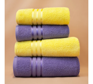 Набор из 4 полотенец Harmonika цвет: сиренево-лиловый, желтый (50х80 см - 2 шт, 70х130 см - 2 шт)
