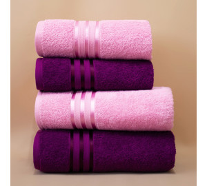 Набор из 4 полотенец Harmonika цвет: пурпурный, розовый (50х80 см - 2 шт, 70х130 см - 2 шт)