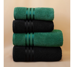 Набор из 4 полотенец Harmonika цвет: темно-зеленый, черный (50х80 см - 2 шт, 70х130 см - 2 шт)