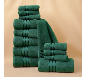 Набор из 12 полотенец Harmonika цвет: темно-зеленый (30х50 см - 6 шт, 50х80 см - 4 шт, 70х130 см - 2 шт)