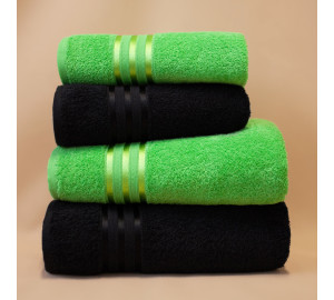 Набор из 4 полотенец Harmonika цвет: зеленый, черный (50х80 см - 2 шт, 70х130 см - 2 шт)
