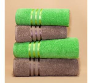 Набор из 4 полотенец Harmonika цвет: зеленый, коричневый (50х80 см - 2 шт, 70х130 см - 2 шт)