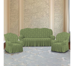 Комплект чехлов на диван и два кресла Annelisa цвет: зеленый (185 см, 50 см - 2 шт)