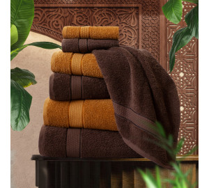 Набор из 6 полотенец Marrakesh цвет: охра, темный шоколад (50х80 см - 2 шт,70х130 см - 2 шт,30х50 см - 2 шт)