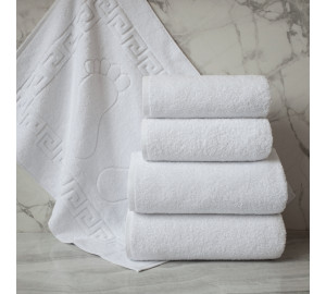 Набор из 4 полотенец Royal SPA с ковриком для ног Aphrodite цвет: белый (50х70 см, 50х80 см - 2 шт, 70х130 см - 2 шт)