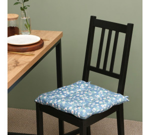 Подушка на стул Райские цветы цвет: синий (40х40)