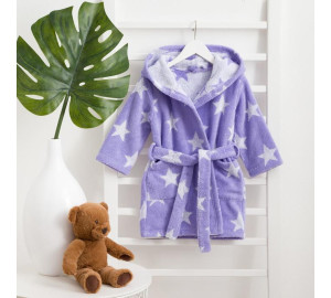 Детский банный халат Звездочки цвет: лавандовый
