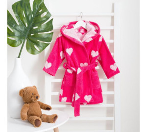 Детский банный халат Сердечки цвет: розовый