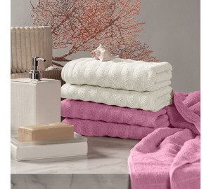 Полотенце Торлей цвет: экрю, розовый (50х80 см - 4 шт)
