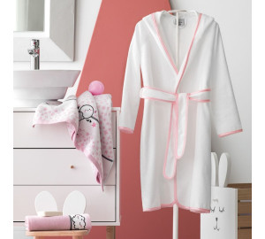 Детский банный халат Трейси цвет: белый, розовый