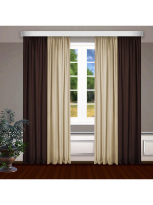 Классические шторы Bryson цвет: коричневый, бежевый (150х270 см - 2 шт)