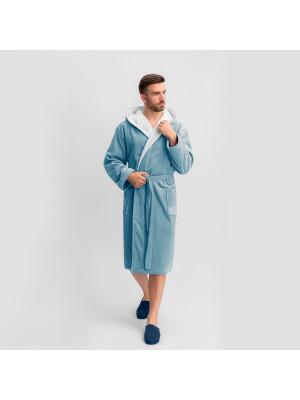 Банный халат Арт лайн цвет: голубой, белый