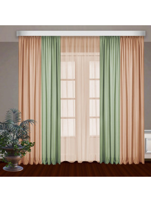 Классические шторы Bryson цвет: фисташковый, персик (145х270 см - 2 шт)
