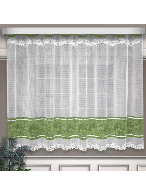 Классические шторы Delaia цвет: белый, зеленый (300х160 см - 1 шт)