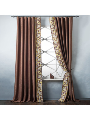 Классические шторы Валери цвет: коричневый (200х270 см - 2 шт)